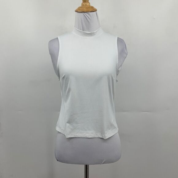 Carbon38 Tank Top Womens XS Extra Small Off White Mock Smooth Sleeveless Cropped - Picture 2 of 13